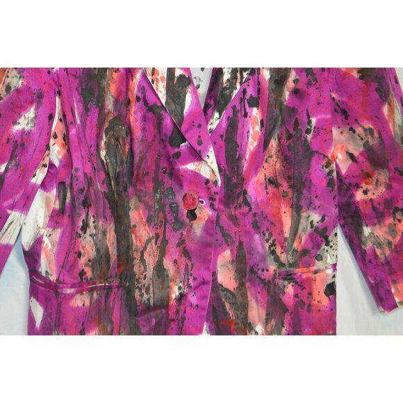 SANDRO Women's Abstract Blazer – Magenta & Black Paint-Splatter Print Size XL - Picture 3 of 4